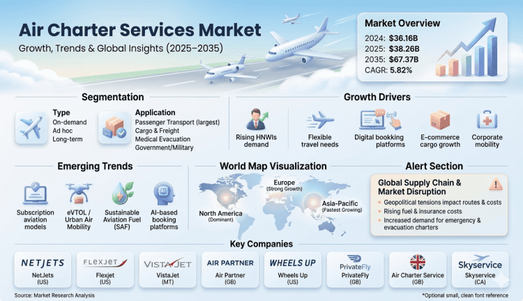 Air Charter Services Market to Reach USD 67.37 Billion by 2035, Growing at 5.82% CAGR Driven by Rising Demand for Personalized Travel