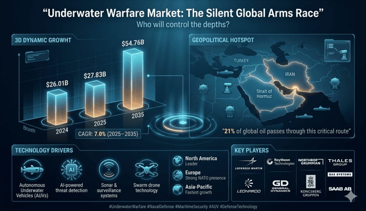 Underwater Warfare Market to Reach USD 54.76 Billion by 2035, Growing at 7.0% CAGR Driven by Rising Autonomous Underwater Vehicle Adoption