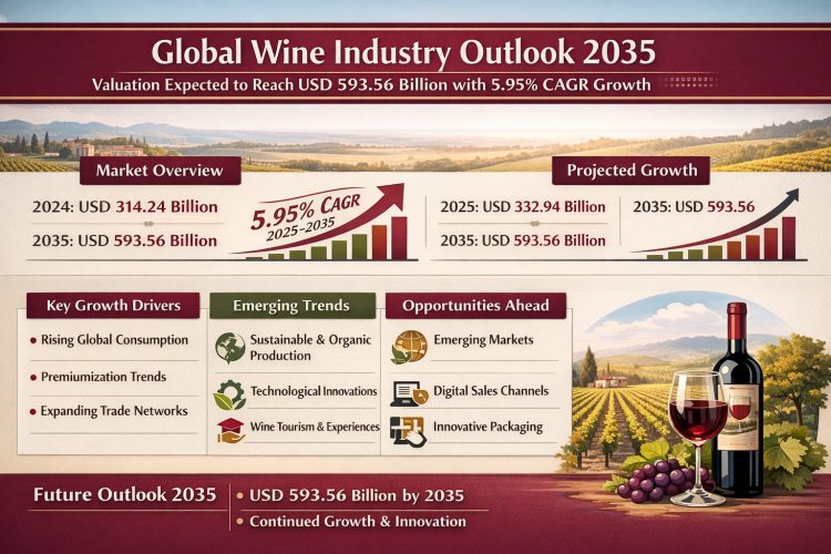 Global Wine Industry Outlook 2035: Valuation Expected to Reach USD 593.56 Billion with Expanding Consumer Demand